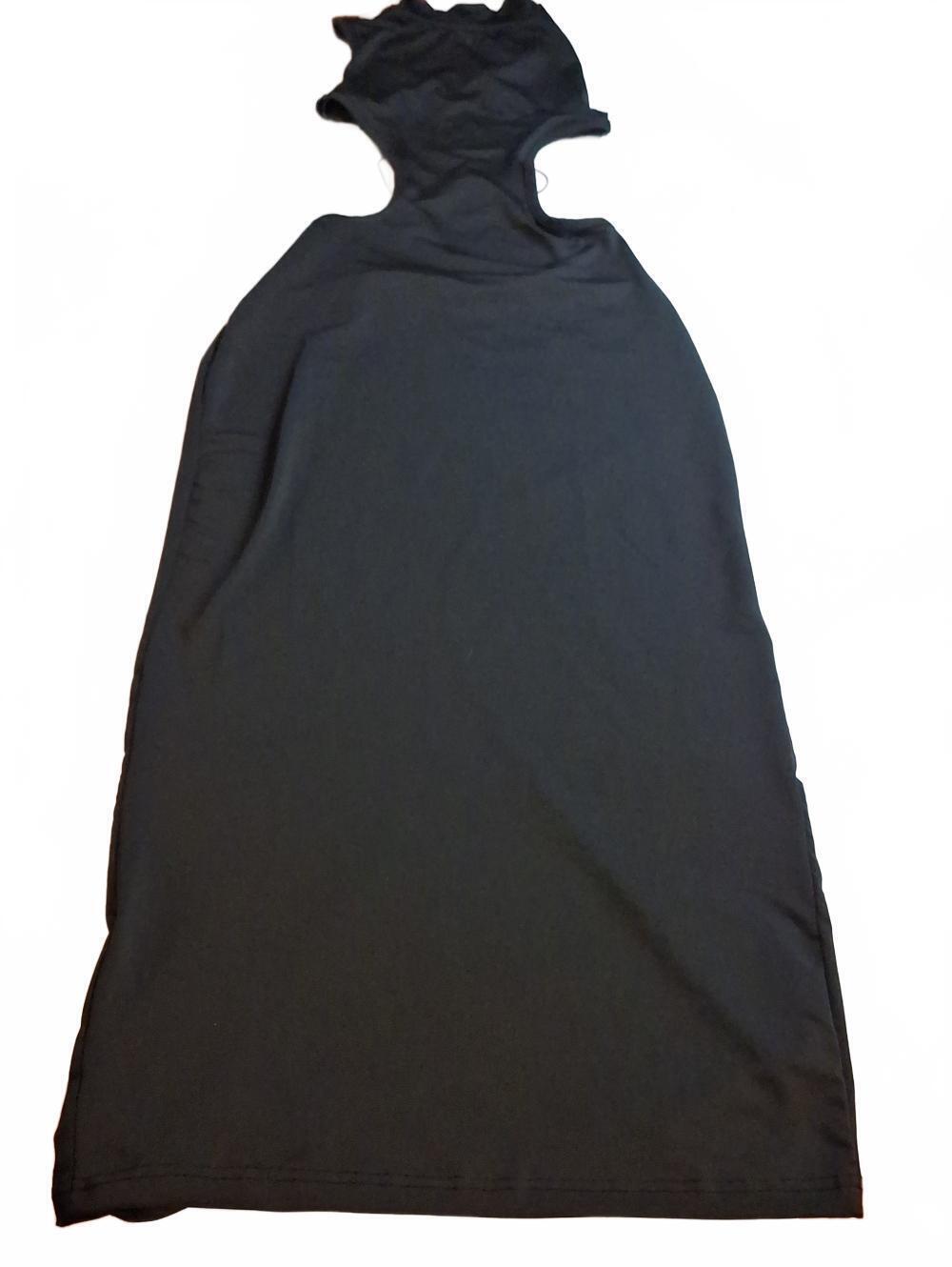 #187 Long Black Dress With Butterfly Detail Open Back Size S
